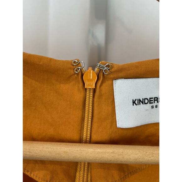 KINDERSALMON Estimtaed M  Cocoon Dress 3/4 Sleeve V-Neck Midi Cotton Orange - Picture 10 of 10